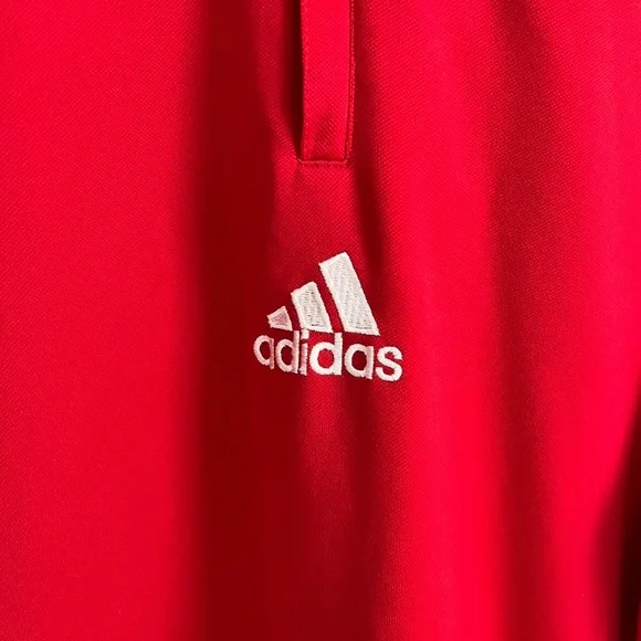 Adidas Mens 1/4 Zip Pullover Warm Up Sweater Size XLarge Red Black Vtg - Picture 3 of 5